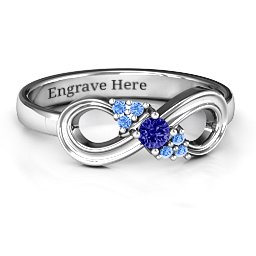 Solitaire Infinity Ring with Accents in 925 Sterling Silver with Blue Sapphire and Fancy Blue Premium Zirconia