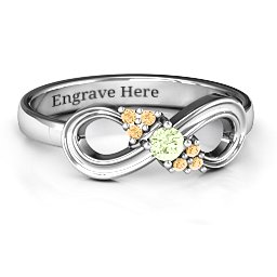 Solitaire Infinity Ring with Accents in 925 Sterling Silver with Peridot and Fancy Yellow Premium Zirconia
