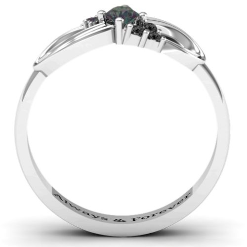 Solitaire Infinity Ring with Accents – Sterling Silver with Alexandrite and Black Premium Zirconia