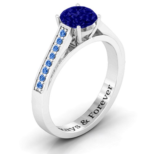 Large Round Solitaire Ring with Shoulder Accents