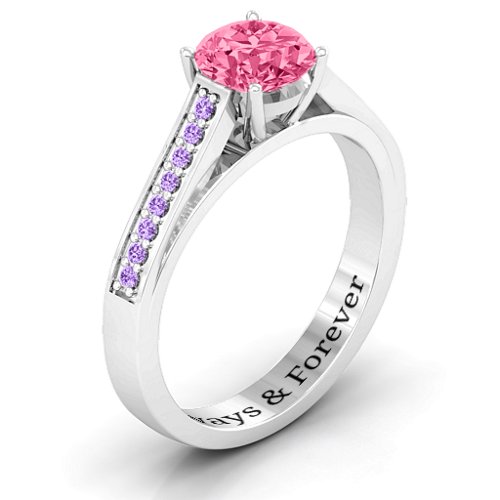 Large Round Solitaire Ring with Shoulder Accents