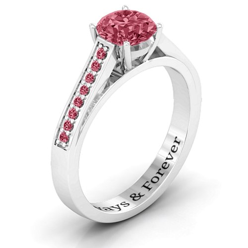 Large Round Solitaire Ring with Shoulder Accents