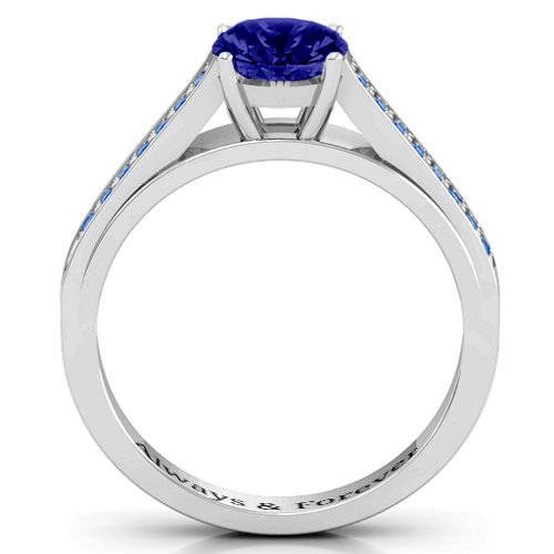 Large Round Solitaire Ring with Shoulder Accents