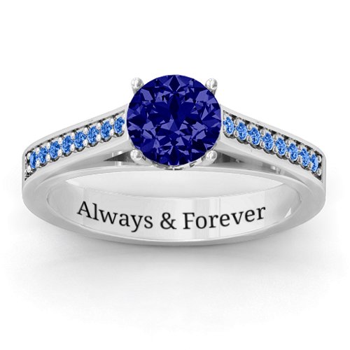 Large Round Solitaire Ring with Shoulder Accents