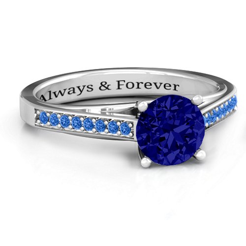 Large Round Solitaire Ring with Shoulder Accents