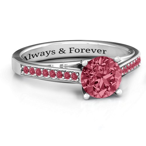 Large Round Solitaire Ring with Shoulder Accents