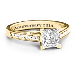 Princess Cut Ring with Shoulder Accents