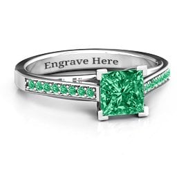 Princess Cut Ring with Shoulder Accents