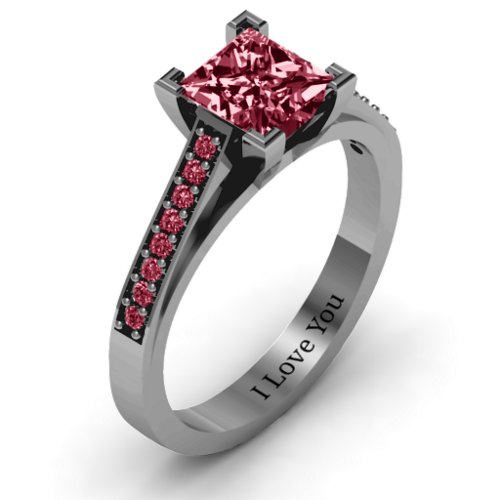 Princess Cut Ring with Shoulder Accents