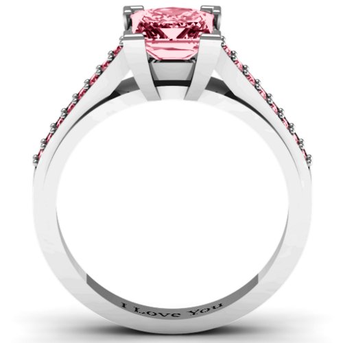 Princess Cut Ring with Shoulder Accents