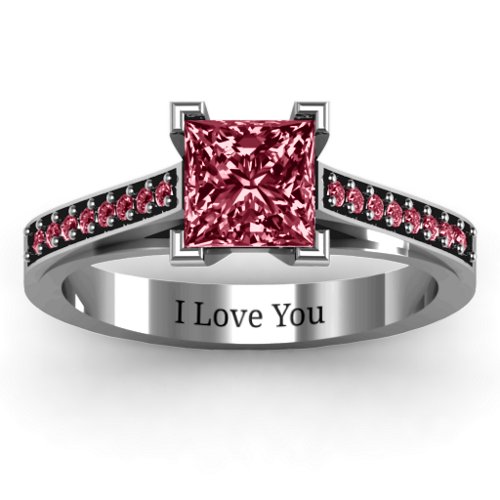 Princess Cut Ring with Shoulder Accents