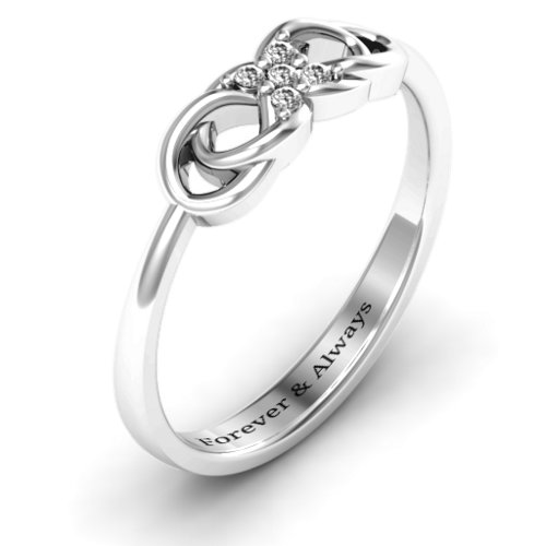 Infinity Knot Ring with Accents – Sterling Silver with White Premium Zirconia