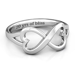 Simple Double Heart Infinity Ring in 925 Sterling Silver