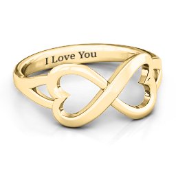 Simple Double Heart Infinity Ring in 9K Solid Yellow Gold