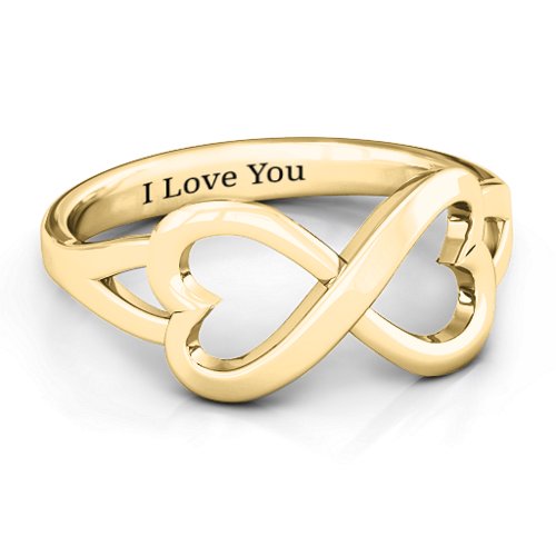 Simple Double Heart Infinity Ring – 9kt Yellow Gold