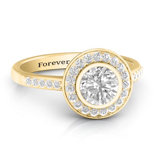 Bezel Halo Accent Ring – 9kt Yellow Gold with White Premium Zirconia