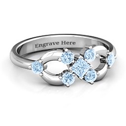 Princess Centre Infinity Ring in 925 Sterling Silver with Aquamarine