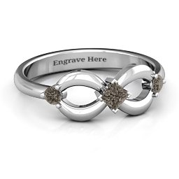 Princess Infinity Ring in 925 Sterling Silver with Smokey Quartz