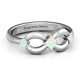 Princess Infinity Ring in 925 Sterling Silver with Opal