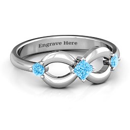 Princess Infinity Ring in 925 Sterling Silver with Blue Topaz