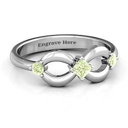 Princess Infinity Ring in 925 Sterling Silver with Peridot
