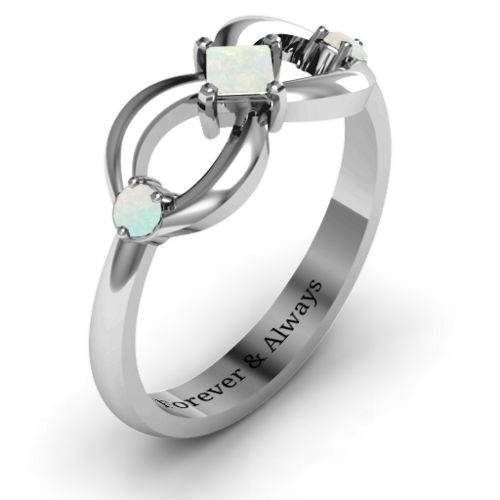 Princess Infinity Ring – Sterling Silver with Opal