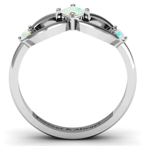 Princess Infinity Ring – Sterling Silver with Opal