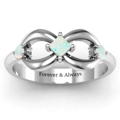 Princess Infinity Ring – Sterling Silver with Opal