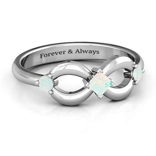 Princess Infinity Ring – Sterling Silver with Opal