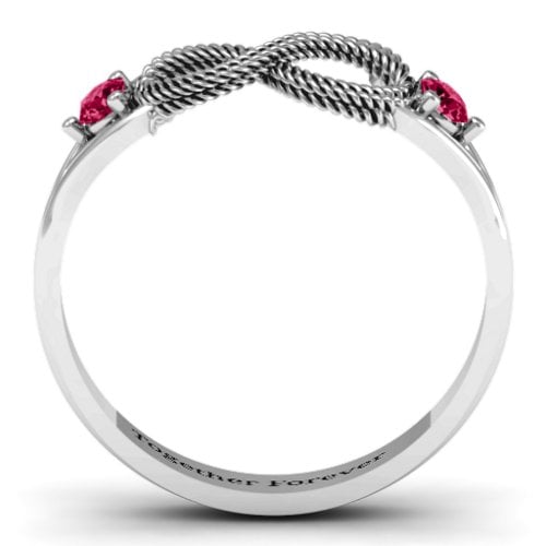 Braided Infinity Ring with Two Stones
