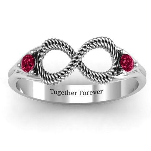 Braided Infinity Ring with Two Stones