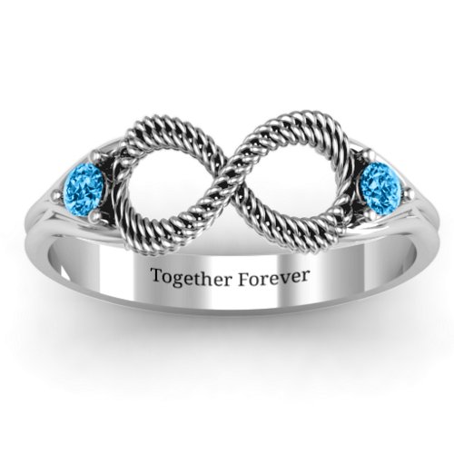 Braided Infinity Ring with Two Stones
