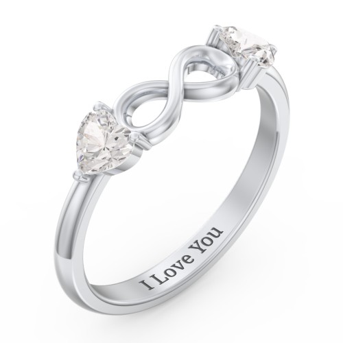 Two Hearts to Infinity Ring – Sterling Silver with Cubic Zirconia