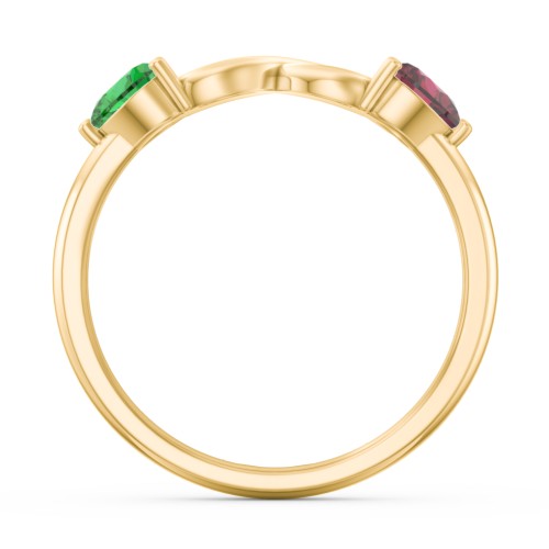Two Hearts to Infinity Ring – 9kt Yellow Gold with Emerald and Ruby