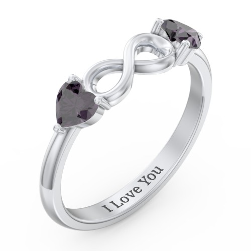 Two Hearts to Infinity Ring – Sterling Silver with Alexandrite