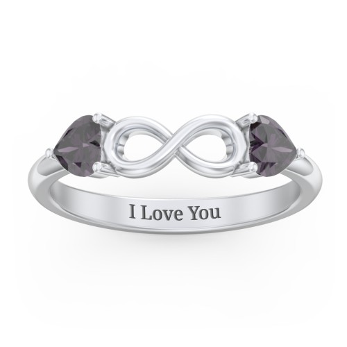 Two Hearts to Infinity Ring – Sterling Silver with Alexandrite