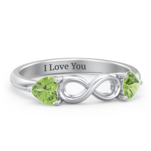 Two Hearts to Infinity Ring – Sterling Silver with Peridot