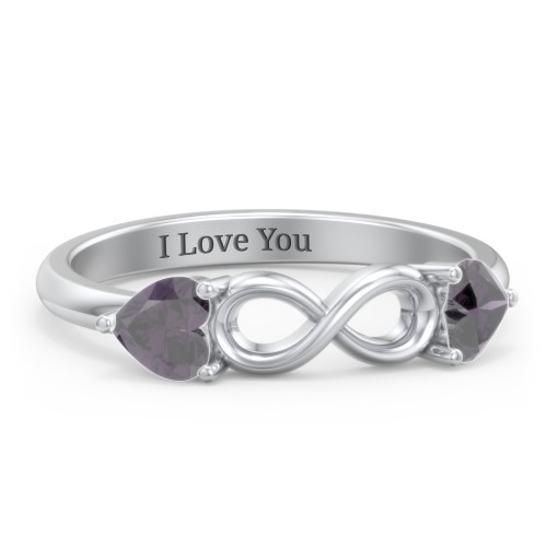 Two Hearts to Infinity Ring – Sterling Silver with Alexandrite