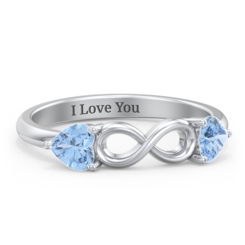 Two Hearts to Infinity Ring – Sterling Silver with Blue Topaz
