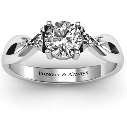 Braided Shank Ring with Trillian Accents – Sterling Silver with White Premium Zirconia