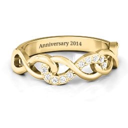 Triple Entwined Infinity Ring with Accents