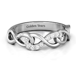 Triple Entwined Infinity Ring with Accents in 925 Sterling Silver with White Premium Zirconia