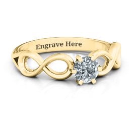 Solitaire Infinity Ring in 9K Solid Yellow Gold with Cubic Zirconia