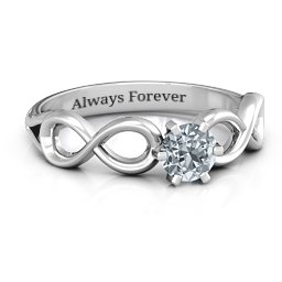 Solitaire Infinity Ring in 925 Sterling Silver with Diamond