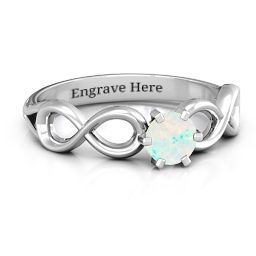 Solitaire Infinity Ring in 925 Sterling Silver with Opal