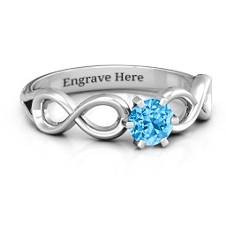 Solitaire Infinity Ring in 925 Sterling Silver with Blue Topaz