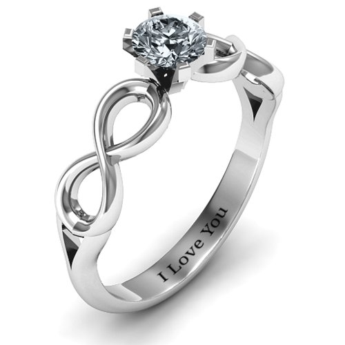 Solitaire Infinity Ring – Sterling Silver with Diamond