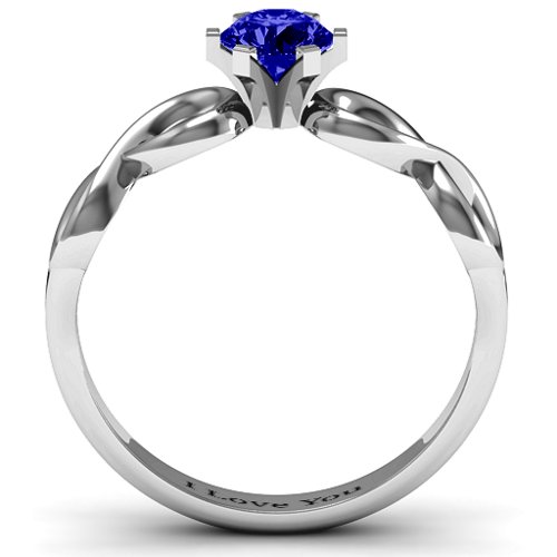 Solitaire Infinity Ring – Sterling Silver with Blue Sapphire