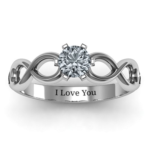 Solitaire Infinity Ring – Sterling Silver with Diamond