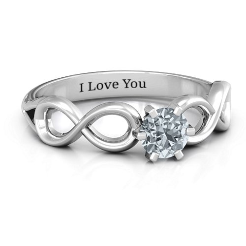 Solitaire Infinity Ring – Sterling Silver with Diamond